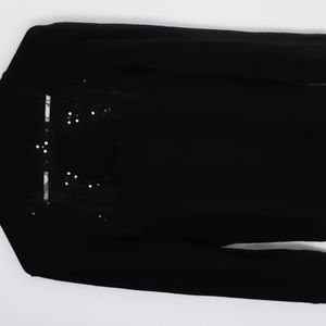 Mocked jeweled sweater, black. Boston Proper. Size L.